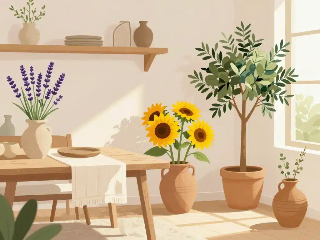 Intérieur déco fleur sud lavande tournesol olivier