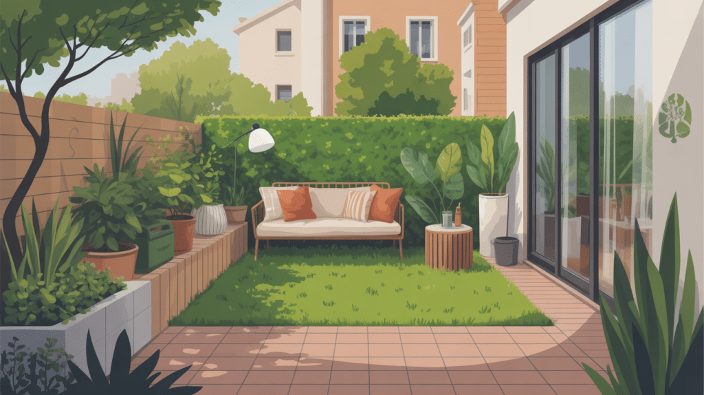 aménager un petit jardin de 50m2 illustration terrasse végétation détente