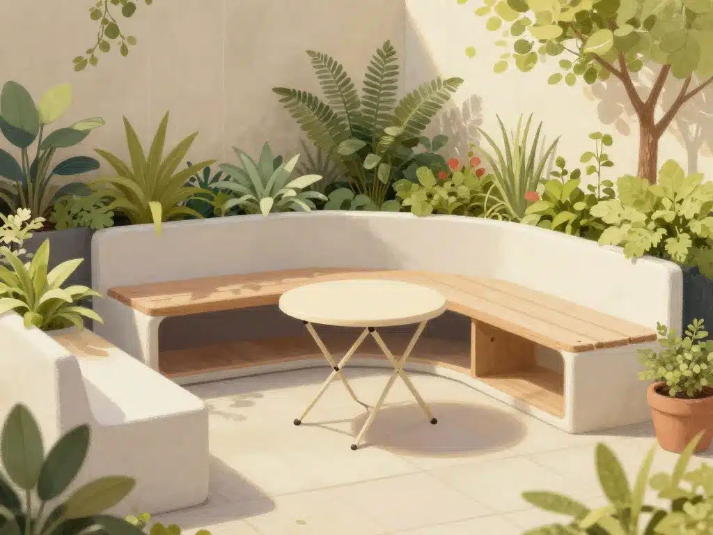 aménager un petit jardin de 50m2 mobilier modulable rangement