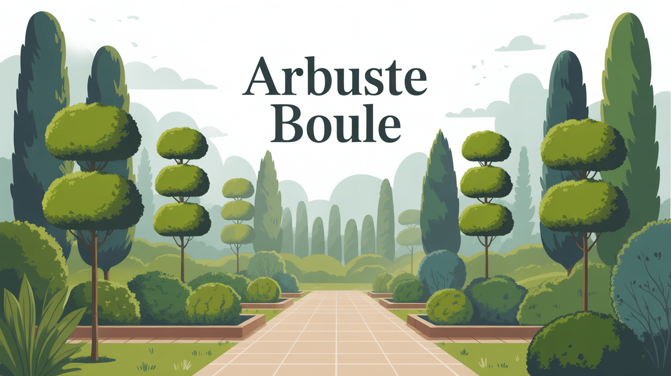 vue de jardin structuré avec arbuste boule
