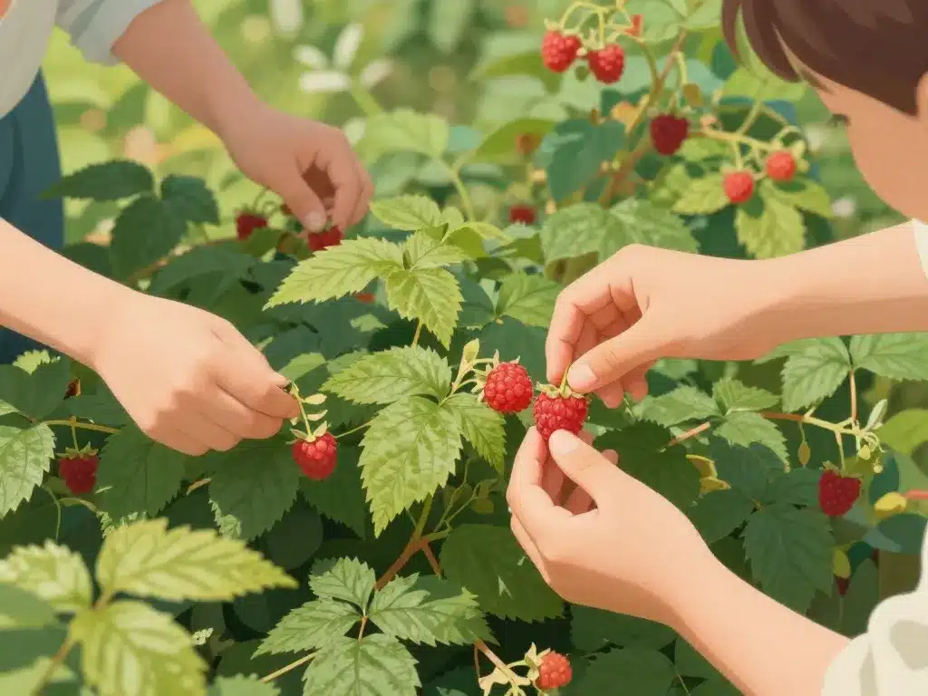 cueillette framboise geste technique délicat