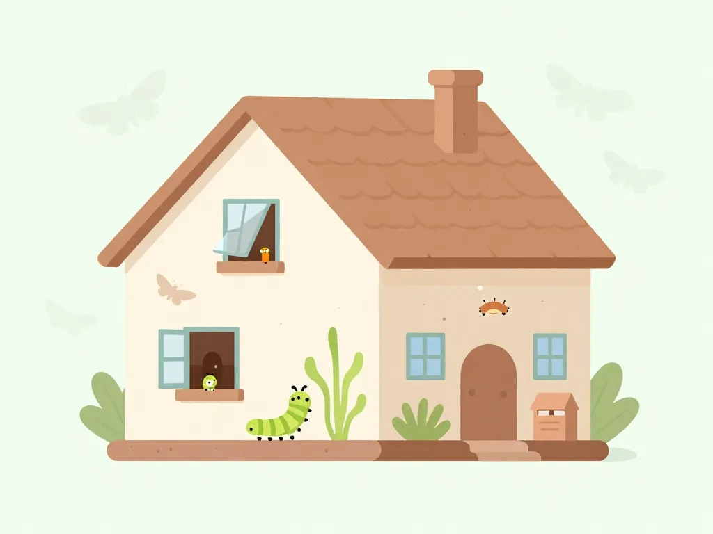Points d’entrée chenille dans la maison illustration