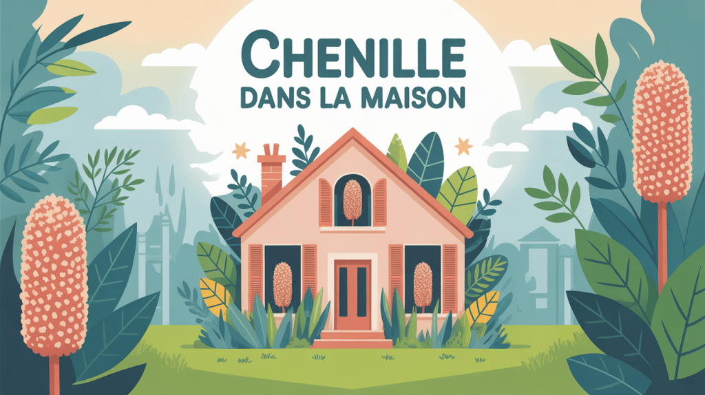 Illustration chenille dans la maison titre principal