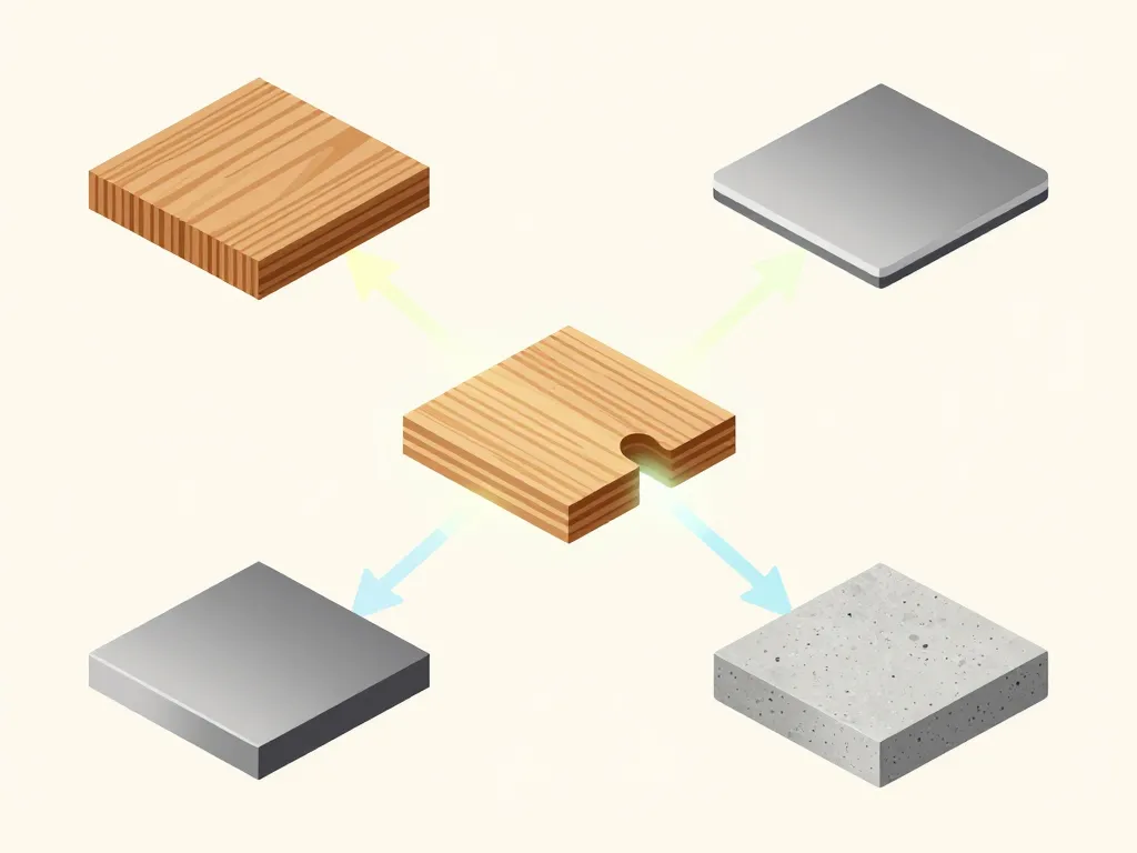 schéma concept colle polyuréthane bois sur bois et matériaux