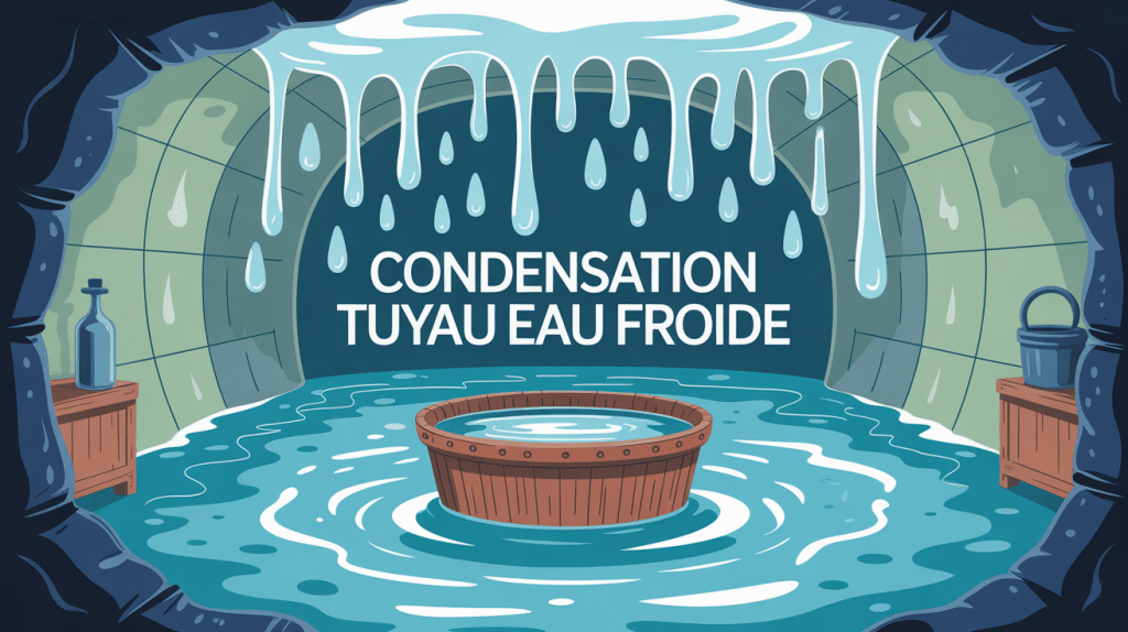 Condensation tuyau eau froide sur tuyau isolé dans cave
