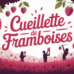 cueillette framboise illustration joyeuse champ été