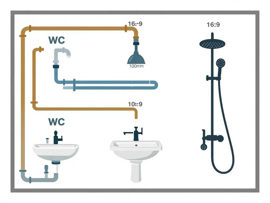 diagramme diamètre évacuation wc, lavabo, douche