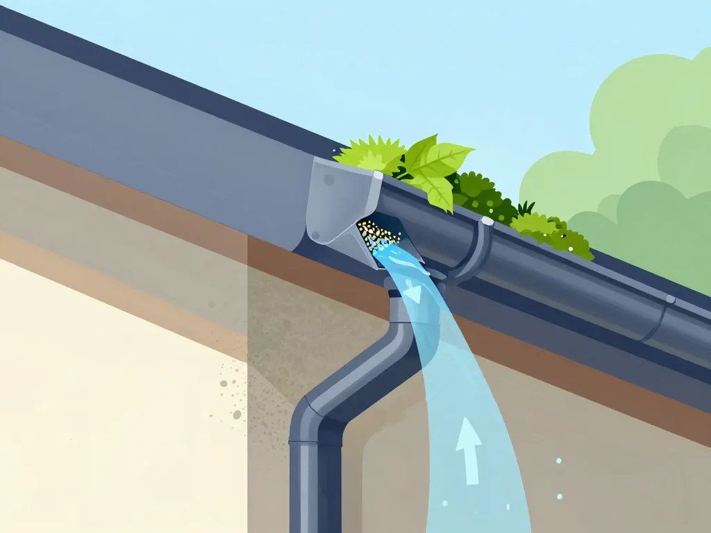 schéma filtre pour gouttière arrêt débris passage eau