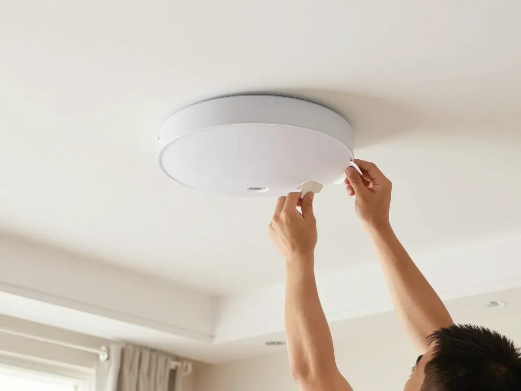 fixer luminaire plafond sans percer installation adhesive