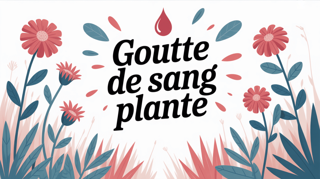 Illustration ornementale goutte de sang plante fleurs rouges jardin stylisé
