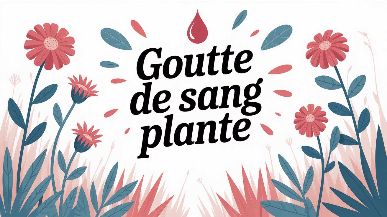 Illustration ornementale goutte de sang plante fleurs rouges jardin stylisé