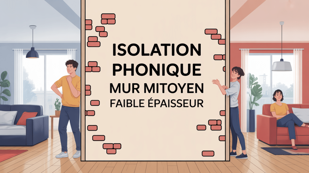 isolation phonique mur mitoyen faible épaisseur, vue coupe illustration