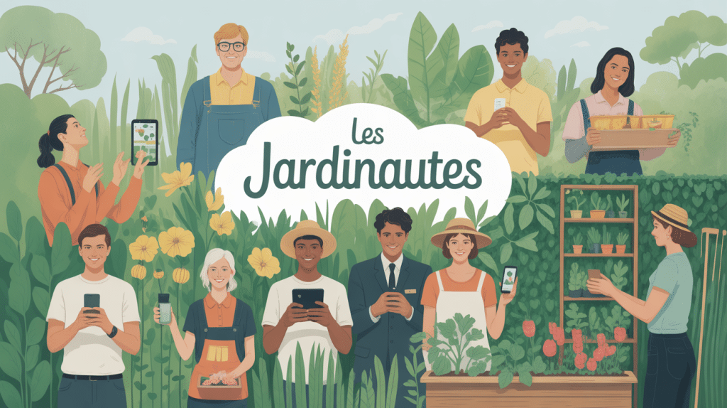 les jardinautes dans un jardin connecté, entraide numérique