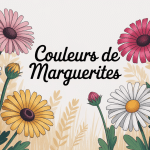 marguerite couleurs variées en jardin stylisé