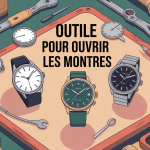 outil pour ouvrir les montres sur plan de travail éclairé