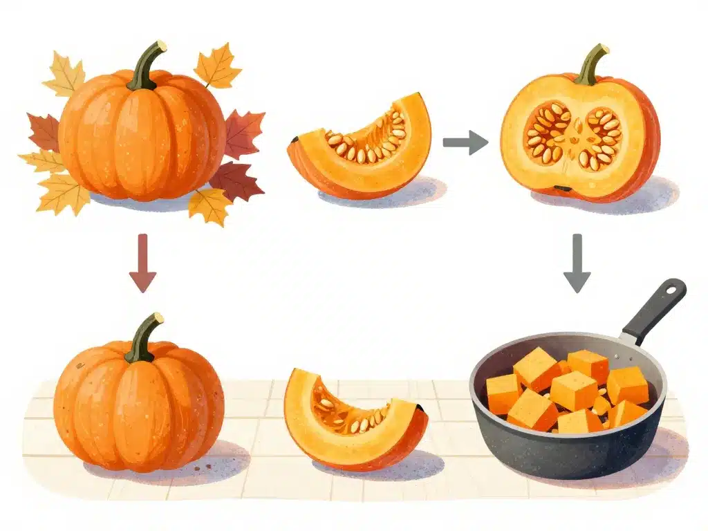 schéma transformation récolte poid potiron cuisine