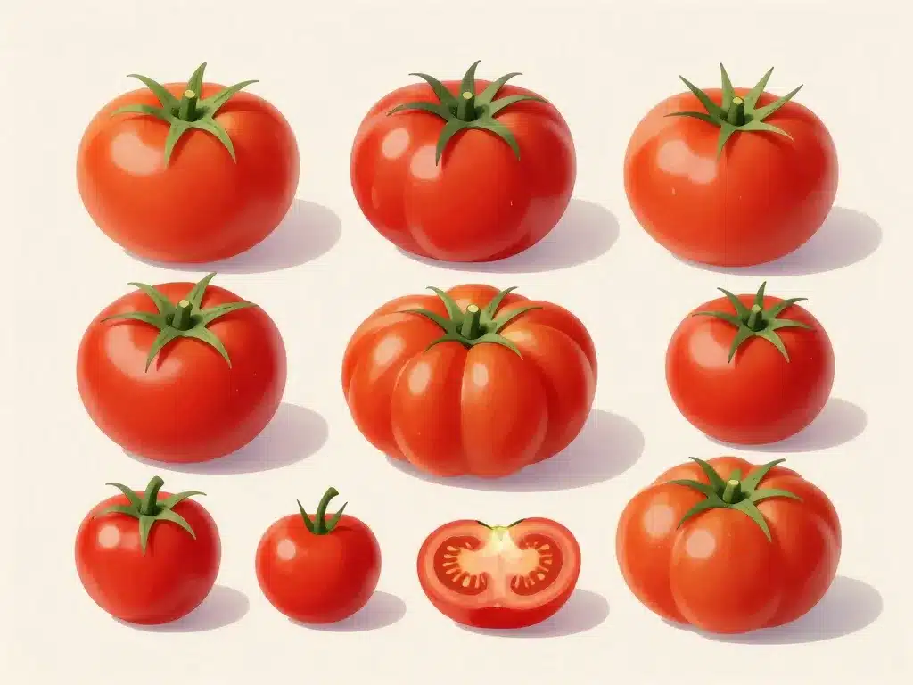 poid tomates différentes variétés côte à côte