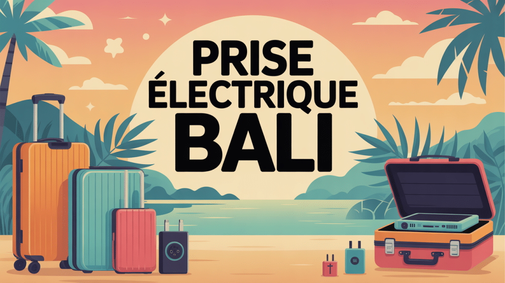 Illustration prise electrique bali et accessoires de voyage
