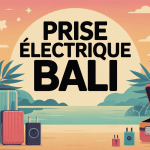 Illustration prise electrique bali et accessoires de voyage