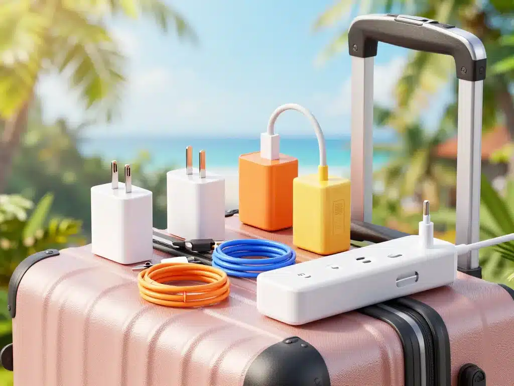 Adaptateurs prise electrique bali sur valise voyage