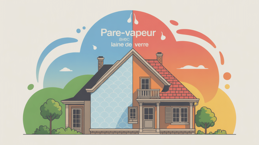 illustration coupe mur toiture pare vapeur laine de verre