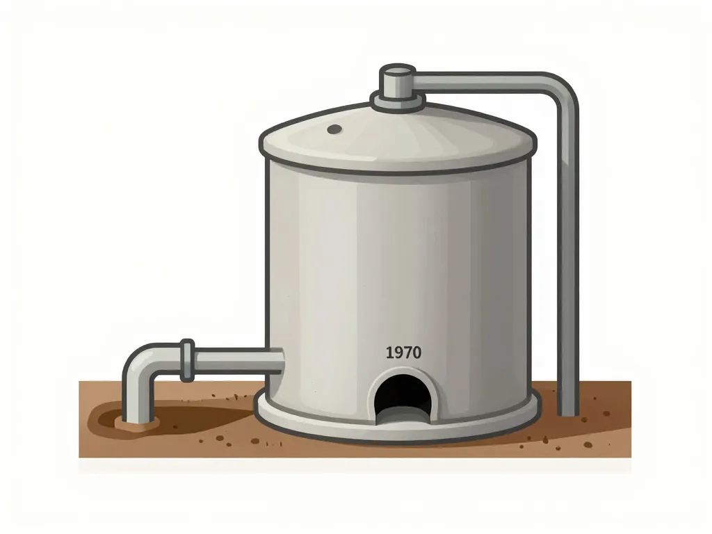 schéma fosse septique 1970 vue conceptuelle ventilation épandage