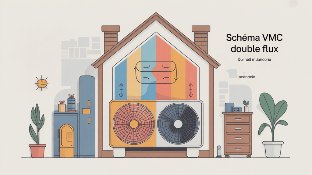 schema vmc double flux dans une maison illustration