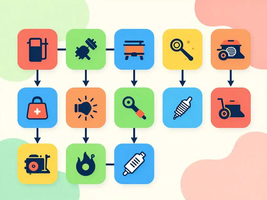 Schema diagnostic tondeuse demarre et cale etapes