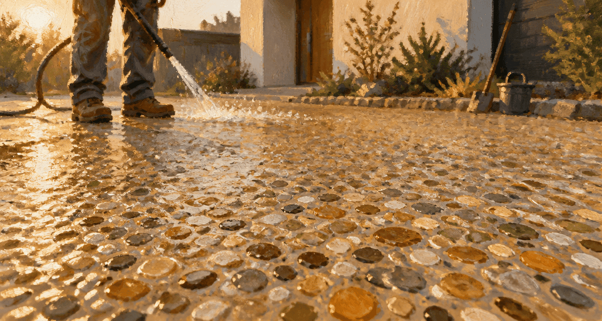 béton désactivé inconvénients rinçage allée