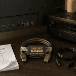 Branchement home cinema avec câbles HDMI et optique