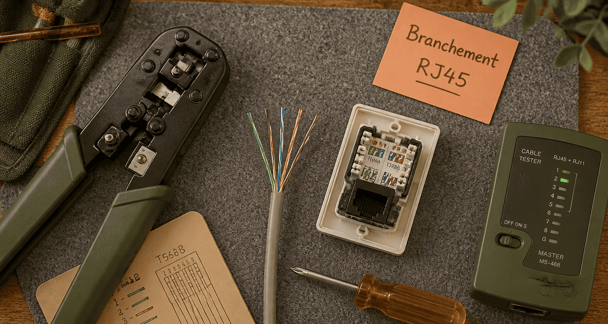 branchement rj45 câble ethernet outils