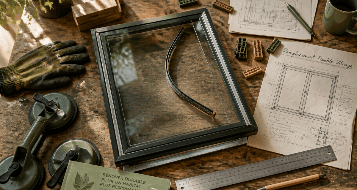 Changer un double vitrage avec outils sur plan de travail