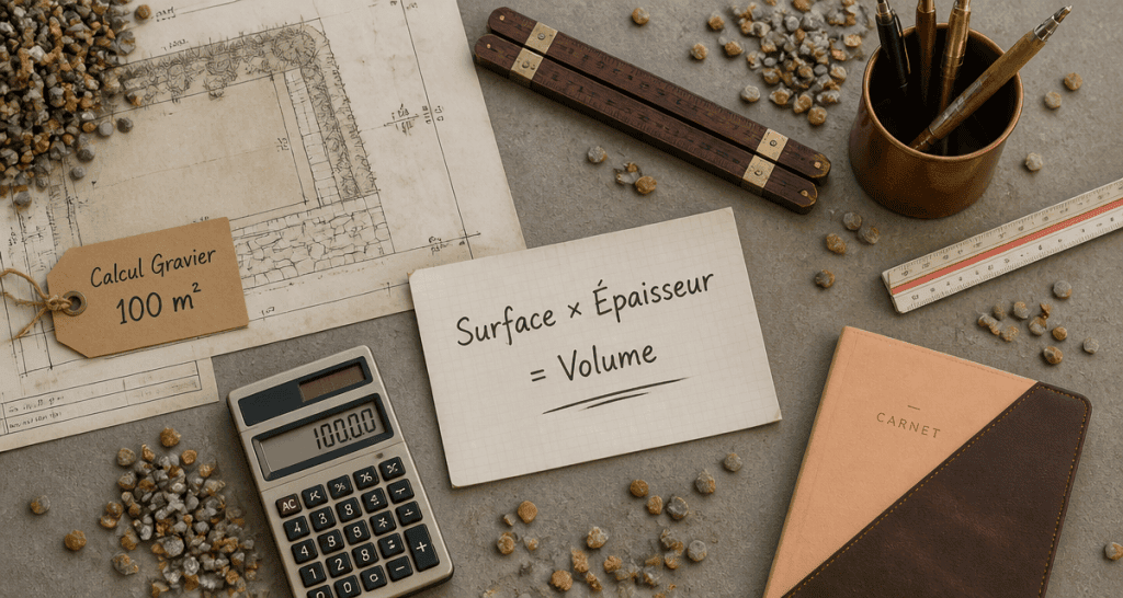 combien de m3 de gravier pour 100m2 outils calcul