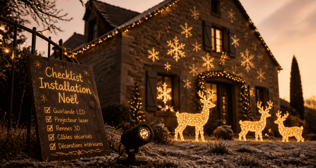 decoration noel exterieur guirlande led rennes