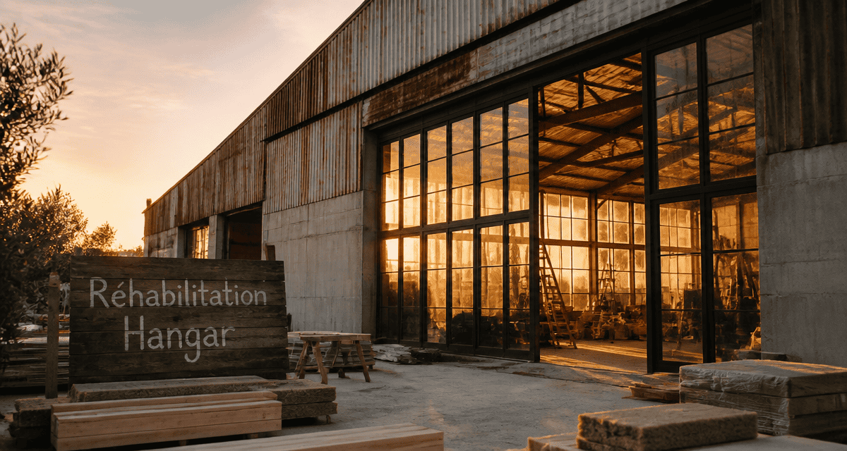 hangar aménagé en maison en cours de réhabilitation