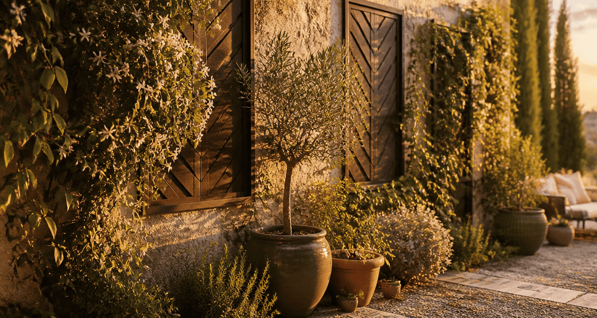 idee pour cacher un mur exterieur avec plantes et panneaux