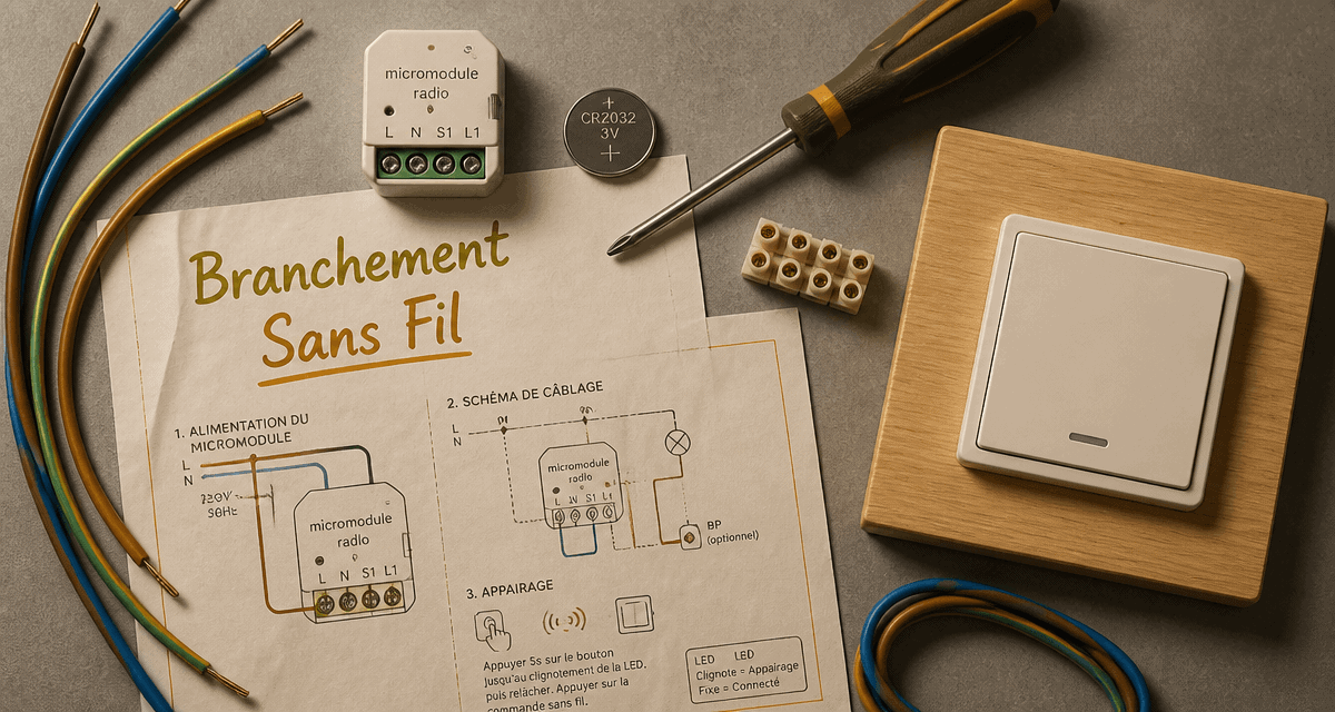 interrupteur sans fil schema branchement sur plan de travail