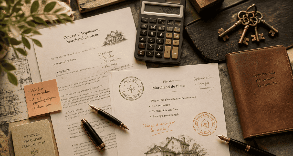 marchand de bien fiscalité bureau contrats calculatrice