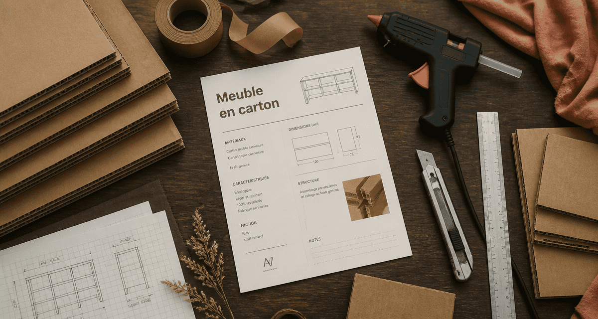 meuble en carton fabrication vue outils et cannelure