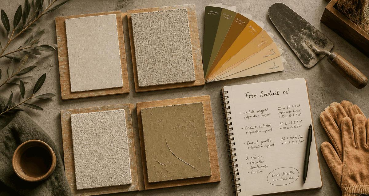 prix enduit m2 échantillons enduits et outils