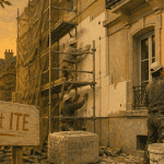 Ravalement ITE immeuble échafaudage ouvriers