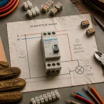 brancher telerupteur hager sur plan de travail avec outils