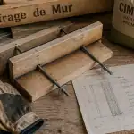 Coffrage mur, outils et matériaux sur plan de travail