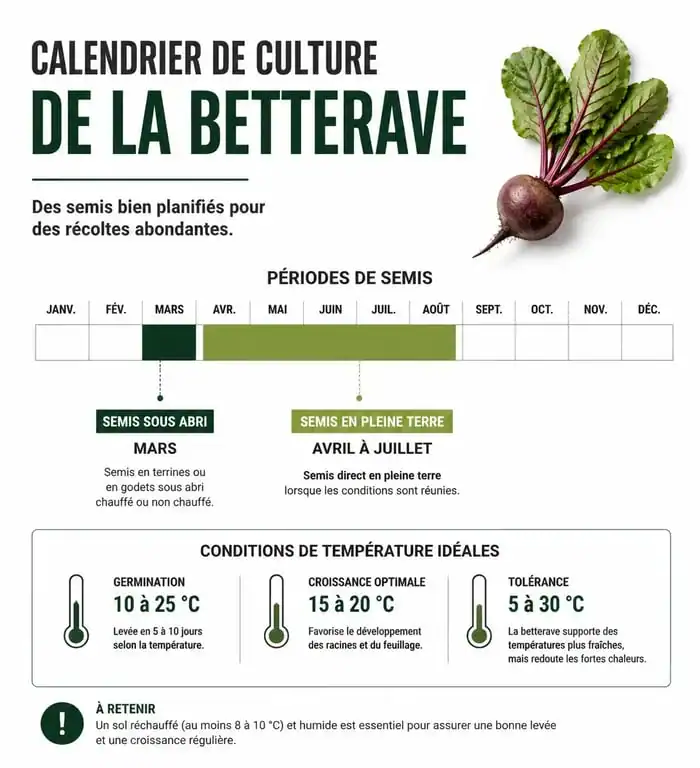 Calendrier de plantation de la betterave au potager : périodes de semis et conditions idéales