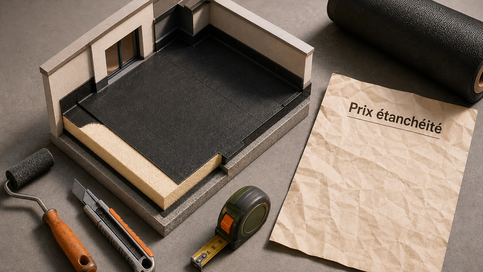 Étanchéité toit terrasse prix au m2, devis et membrane EPDM sur coupe