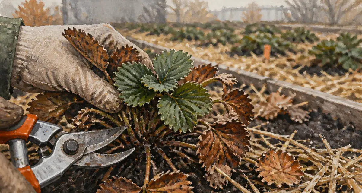 Faut il couper les feuilles des fraisiers avant l’hiver : couper feuilles brunes, garder la rosace