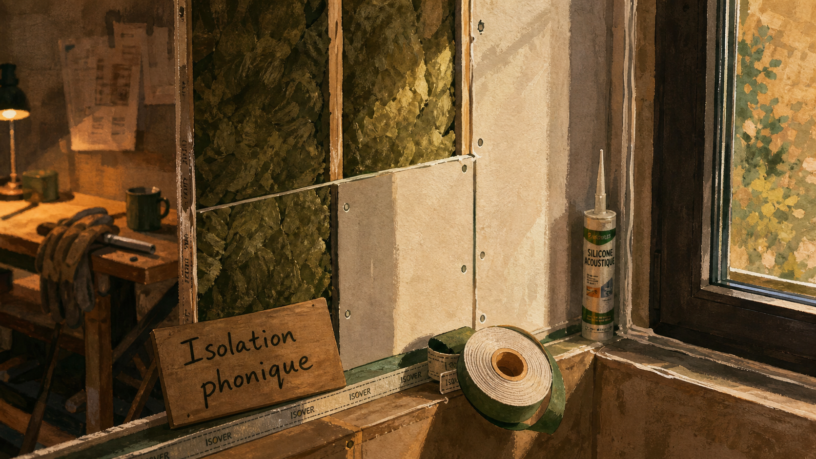 Isoler phoniquement une pièce : doublage phonique en cours