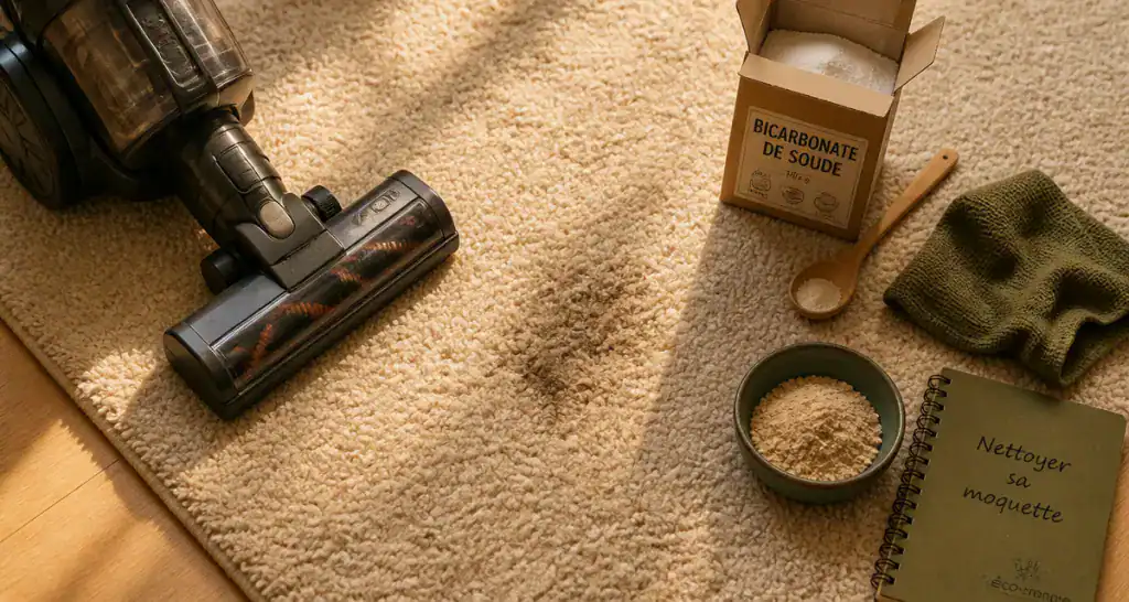 nettoyer une moquette bicarbonate terre de Sommières aspirateur