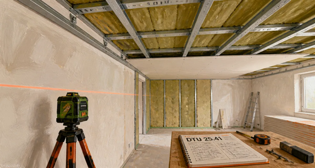Plafond autoportant distance : pose BA13, règles anti-fléchissement