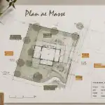 Plan masse sur bureau d’architecte avec outils